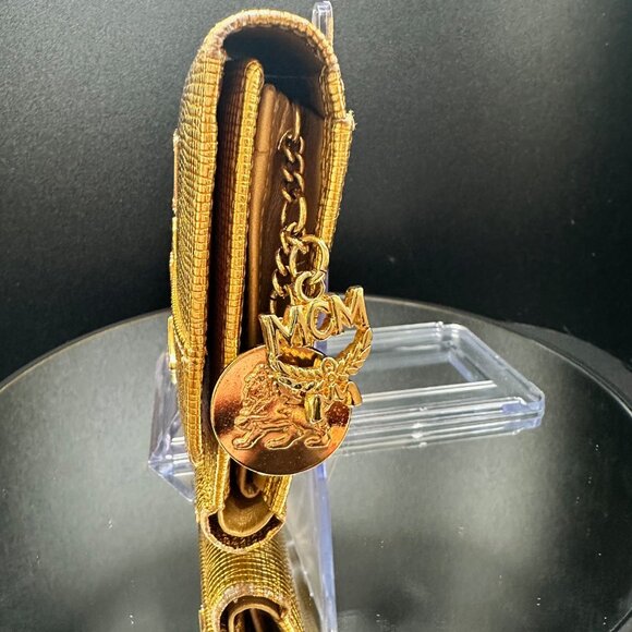 MCM Gold Leather Studded Tri-Fold Wallet- EUC - Picture 4 of 11